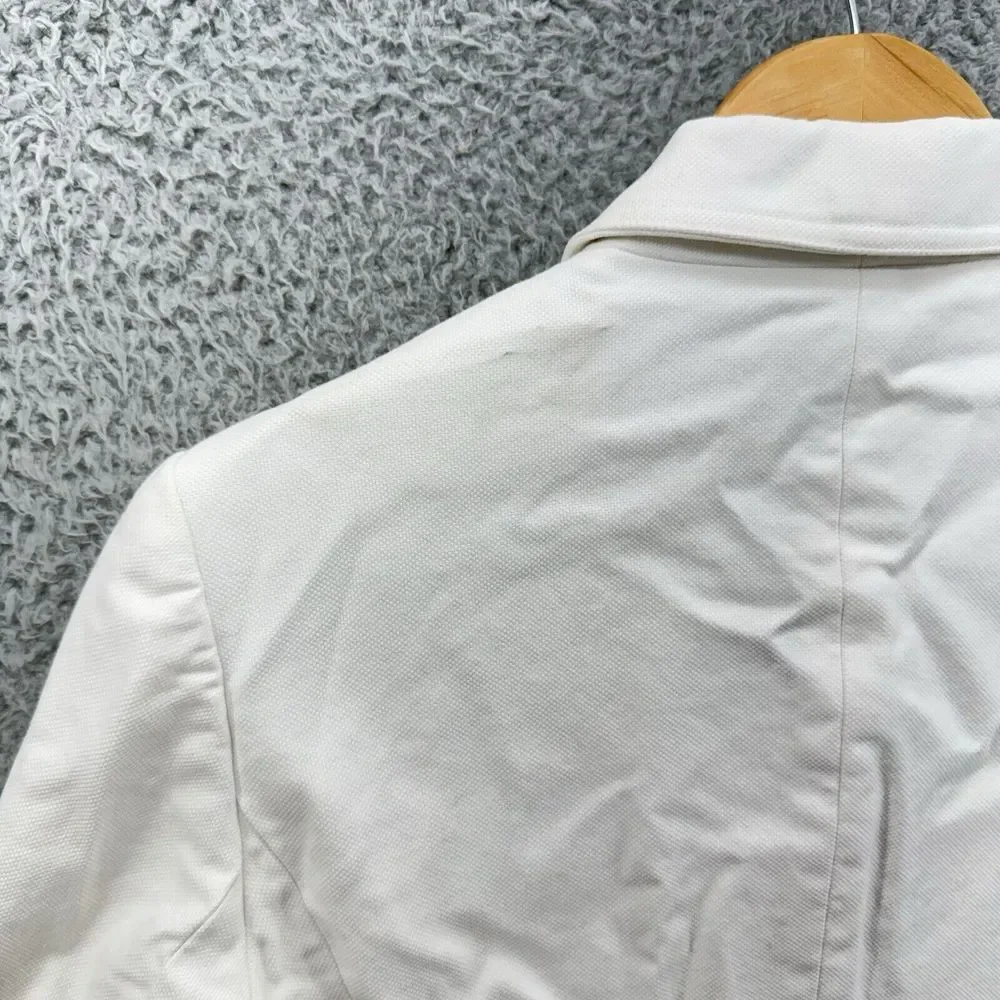 Anne Klein NY Size 4 White Peacoat Double Breasted 4‎ Button Pocket Jacket READ